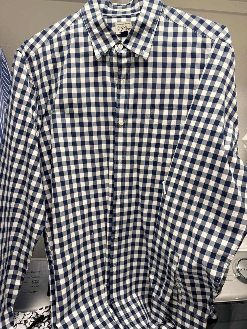 J. Crew Navy and White Check Button-Down Classic Shirt
